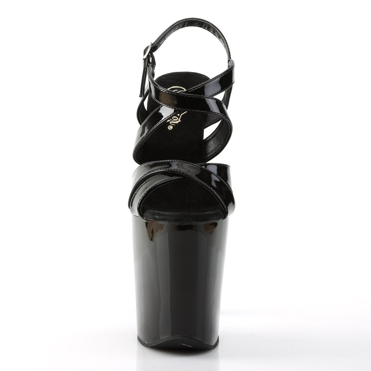 Pleaser Xtreme-872 B/M - Lesklé čierne sandále na vysokej platforme