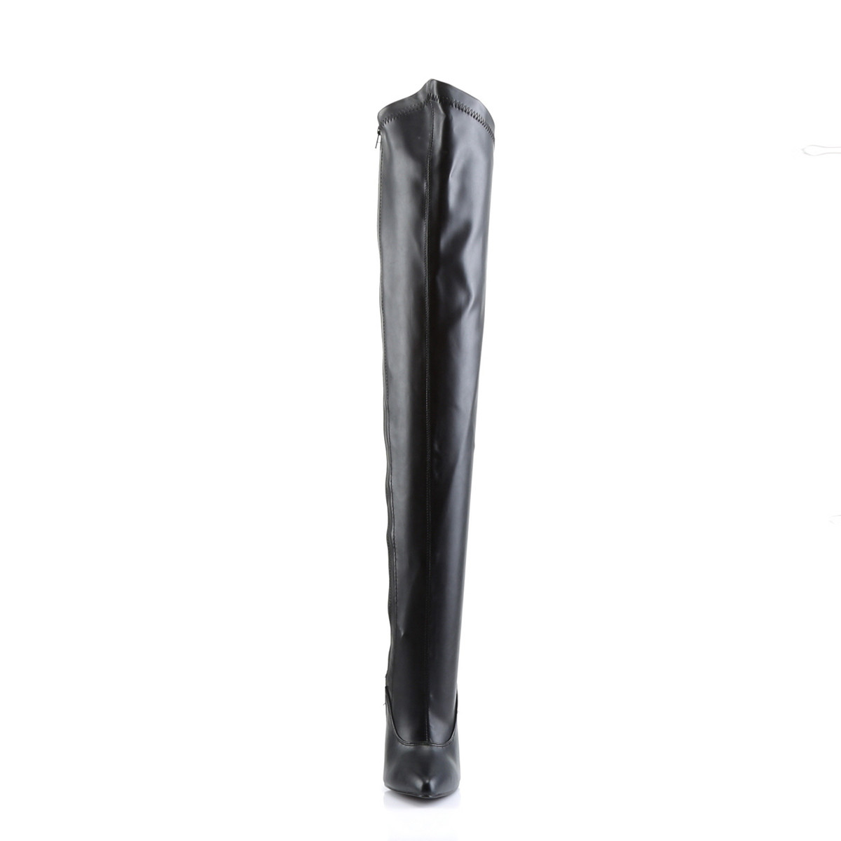 Devious Dagger-3060 B/PU - Čierne čižmy nad kolená na  opätku na vysokom podpätku