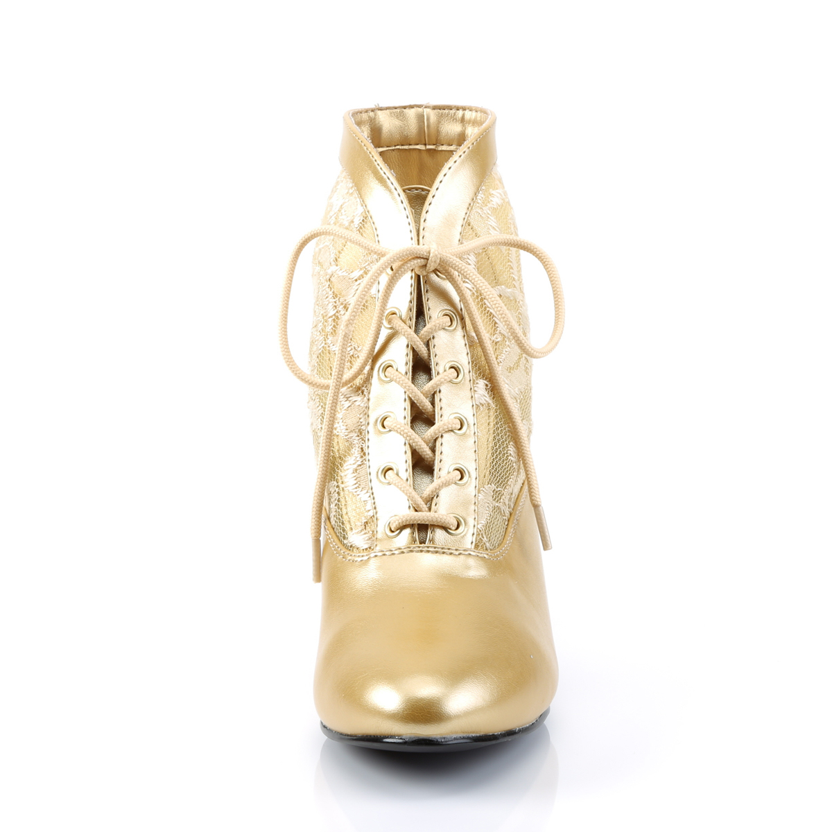 Funtasma Dame-05 G/PU - Zlaté viktoriánske topánky so širokými podpätkami