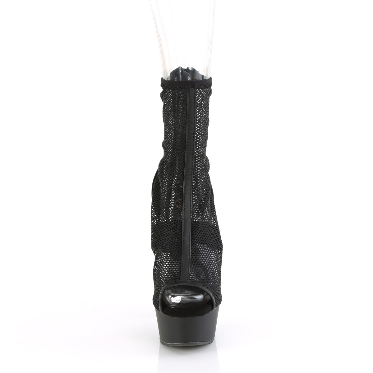 Pleaser Delight-1006 BPU/M - Čierne letné čižmy na platforme s vysokými podpätkami