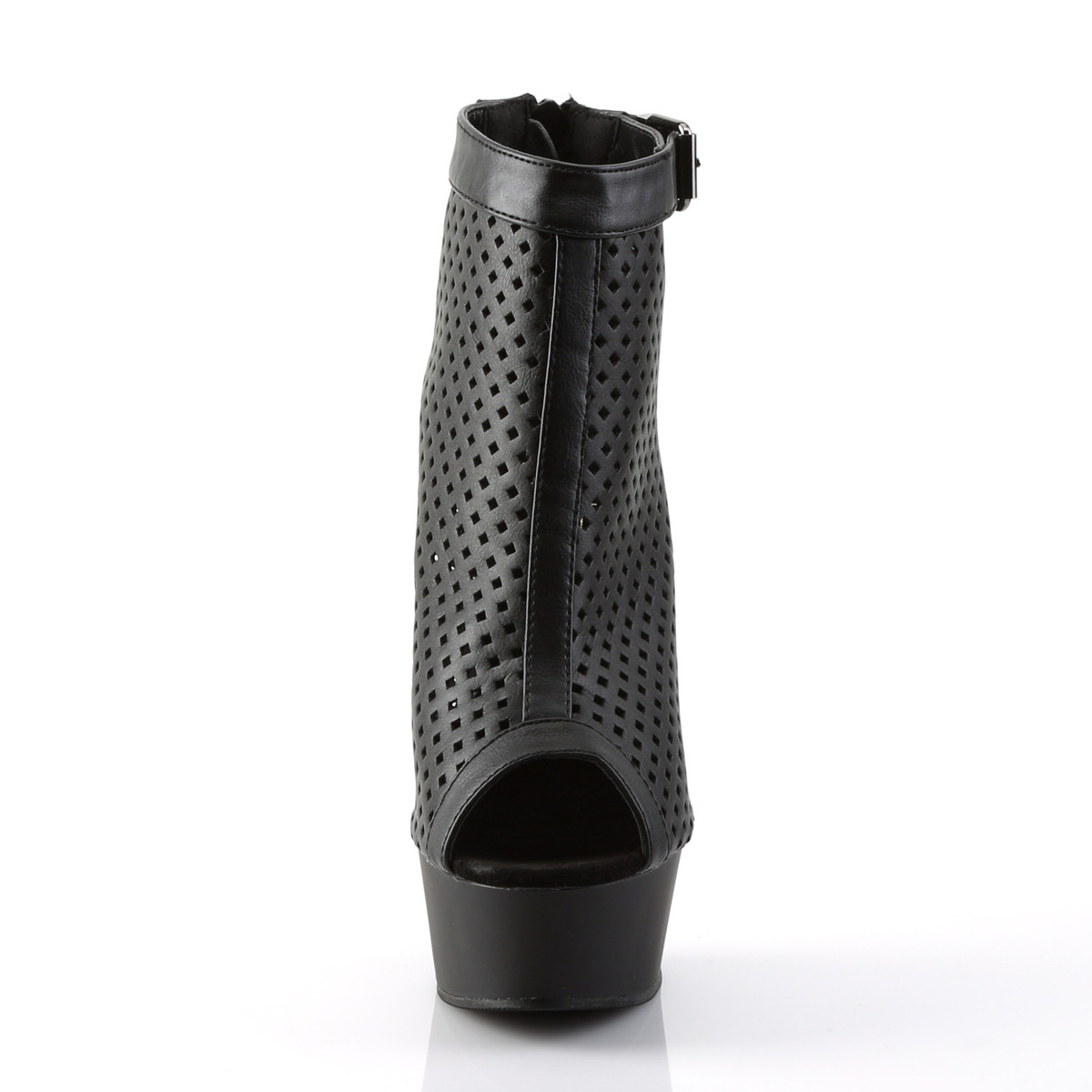 Pleaser Delight-1011 BPU/M - Čierne čižmy s otvorenou špičkou na platforme s vysokými podpätkami