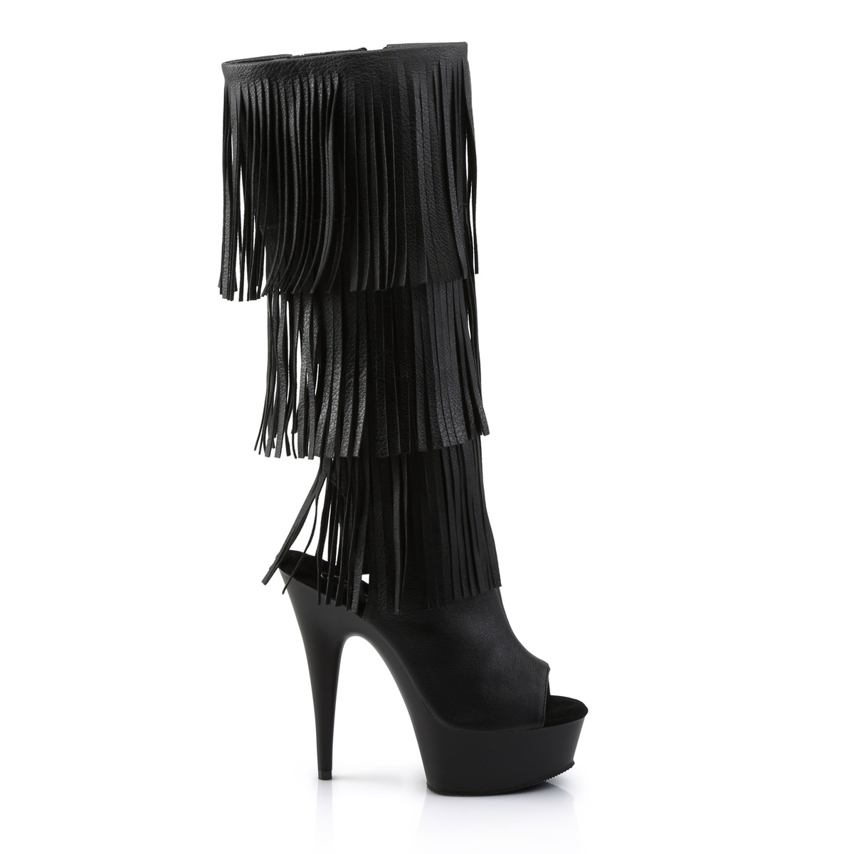 Pleaser Delight-2019-3 BPU/M - Čierne čižmy s otvorenou špičkou na platforme s vysokými podpätkami