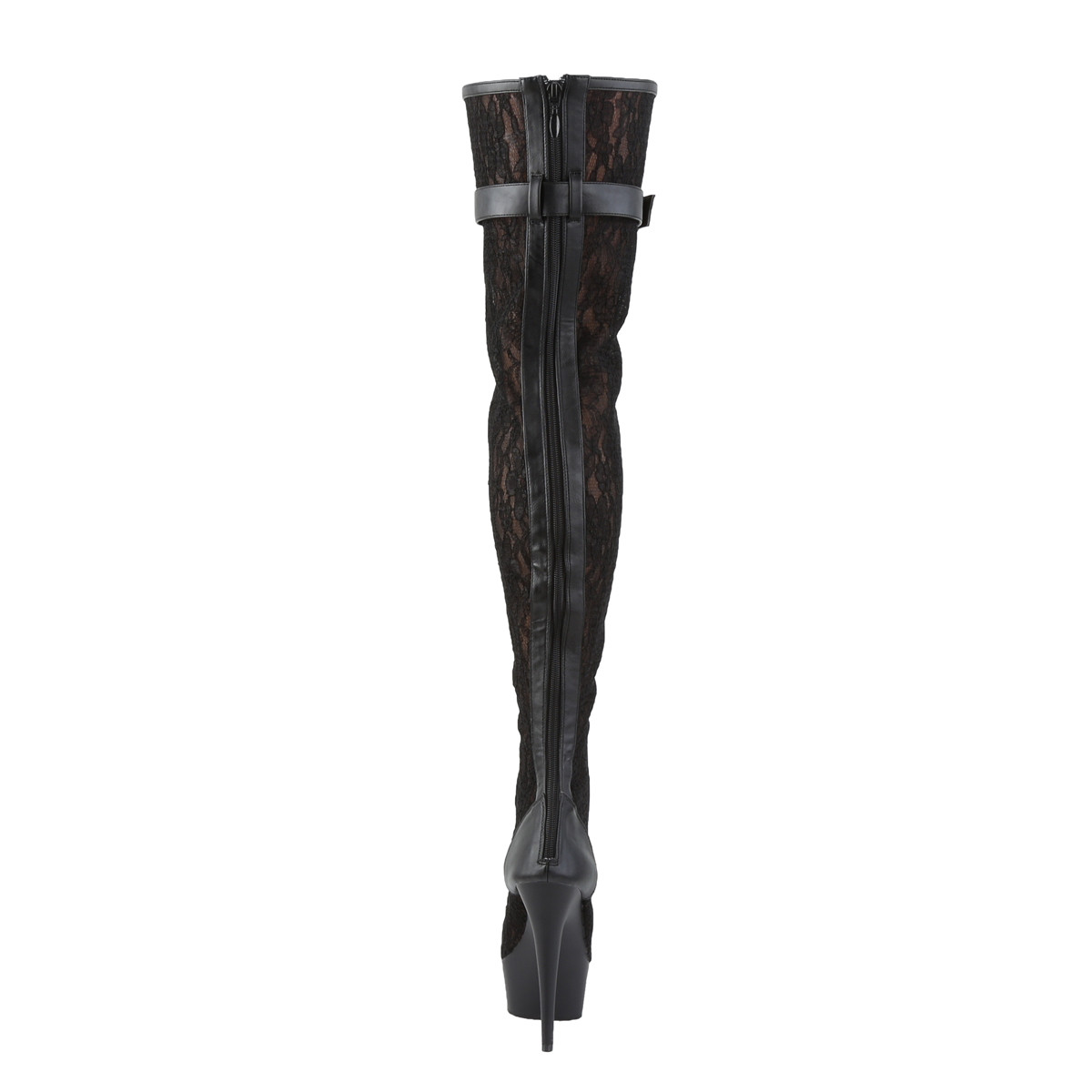 Pleaser Delight-3025ML BPU/M - Čierne čižmy s otvorenou špičkou na platforme s vysokými podpätkami