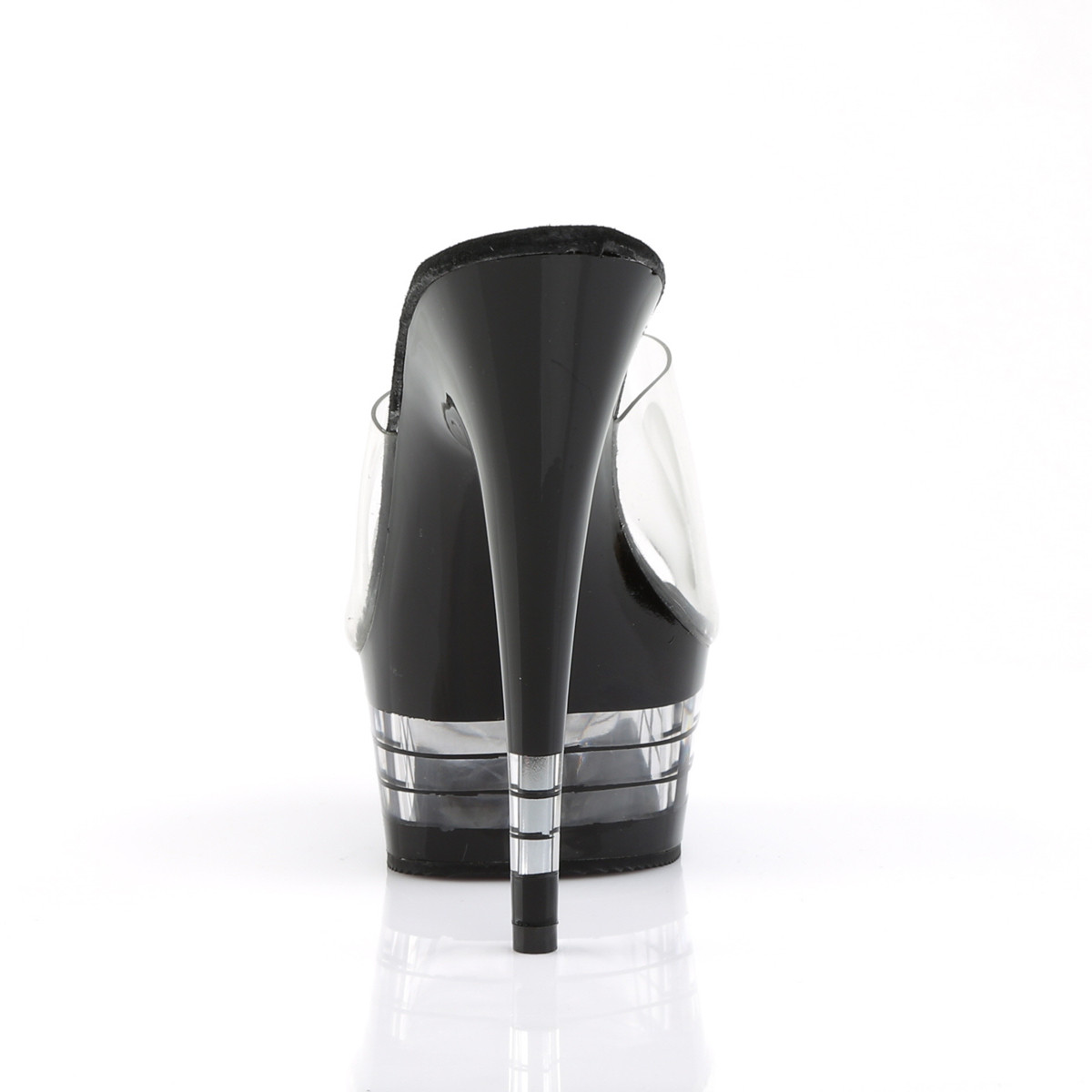 Pleaser Delight-601LN C/B - Priehľadné šľapky na platforme s vysokými podpätkami