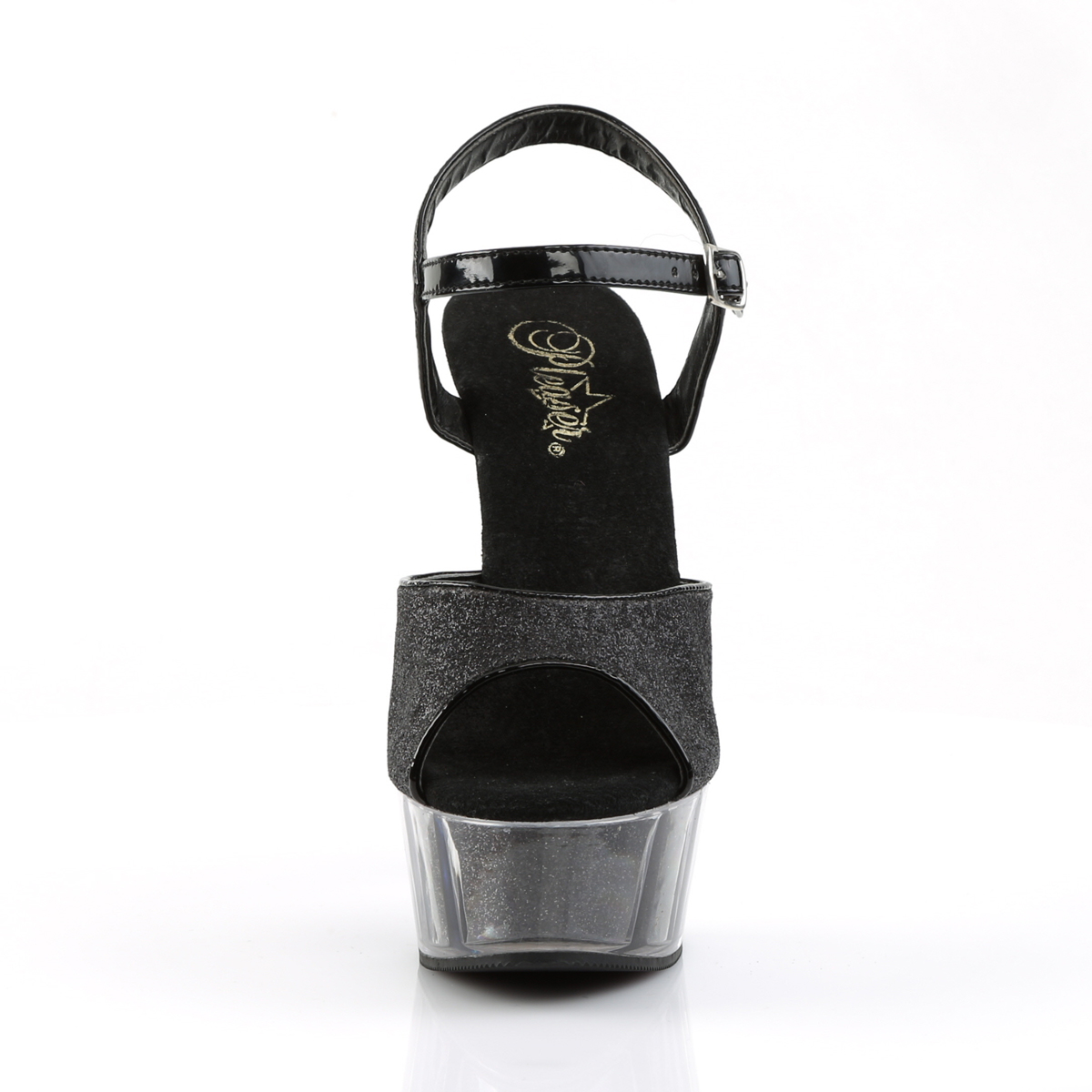 Pleaser Delight-609-5G B/M - Čierne sandále na platforme s vysokými podpätkami