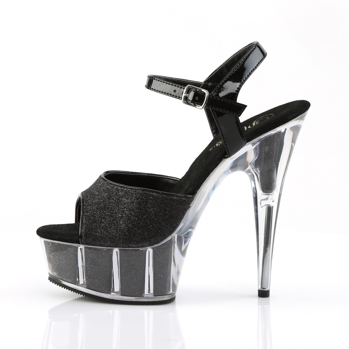 Pleaser Delight-609-5G B/M - Čierne sandále na platforme s vysokými podpätkami