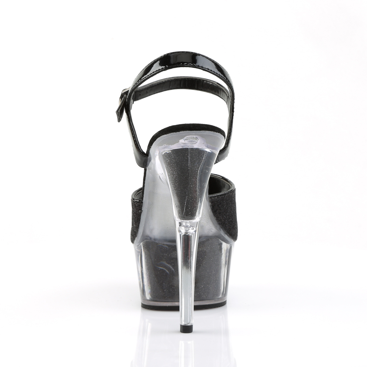 Pleaser Delight-609-5G B/M - Čierne sandále na platforme s vysokými podpätkami