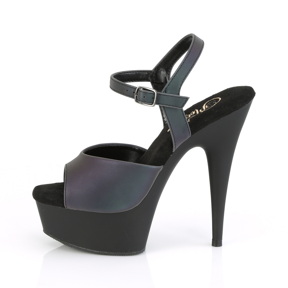 Pleaser Delight-609REFL GNREFL/B - Modré sandále na platforme s vysokými podpätkami