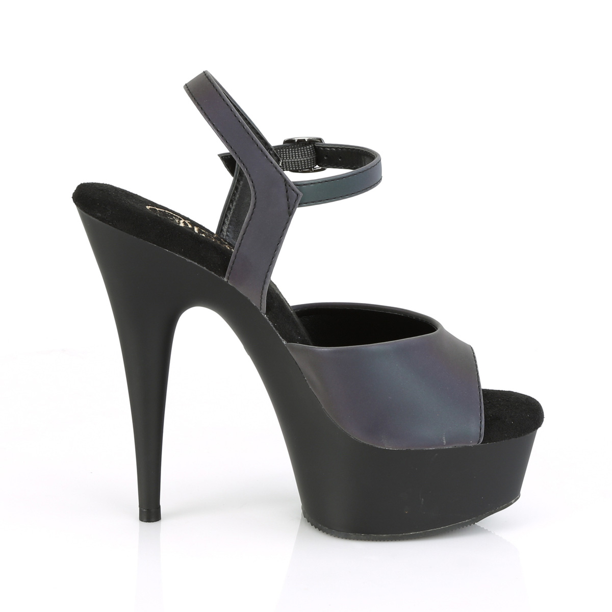 Pleaser Delight-609REFL GNREFL/B - Modré sandále na platforme s vysokými podpätkami