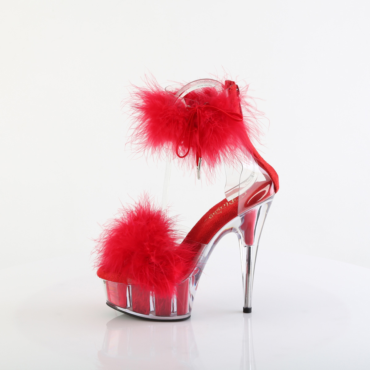 Pleaser Delight-624F C-RFUR/M - Priehľadné topánky s remienkom cez kotník na platforme s vysokými podpätkami