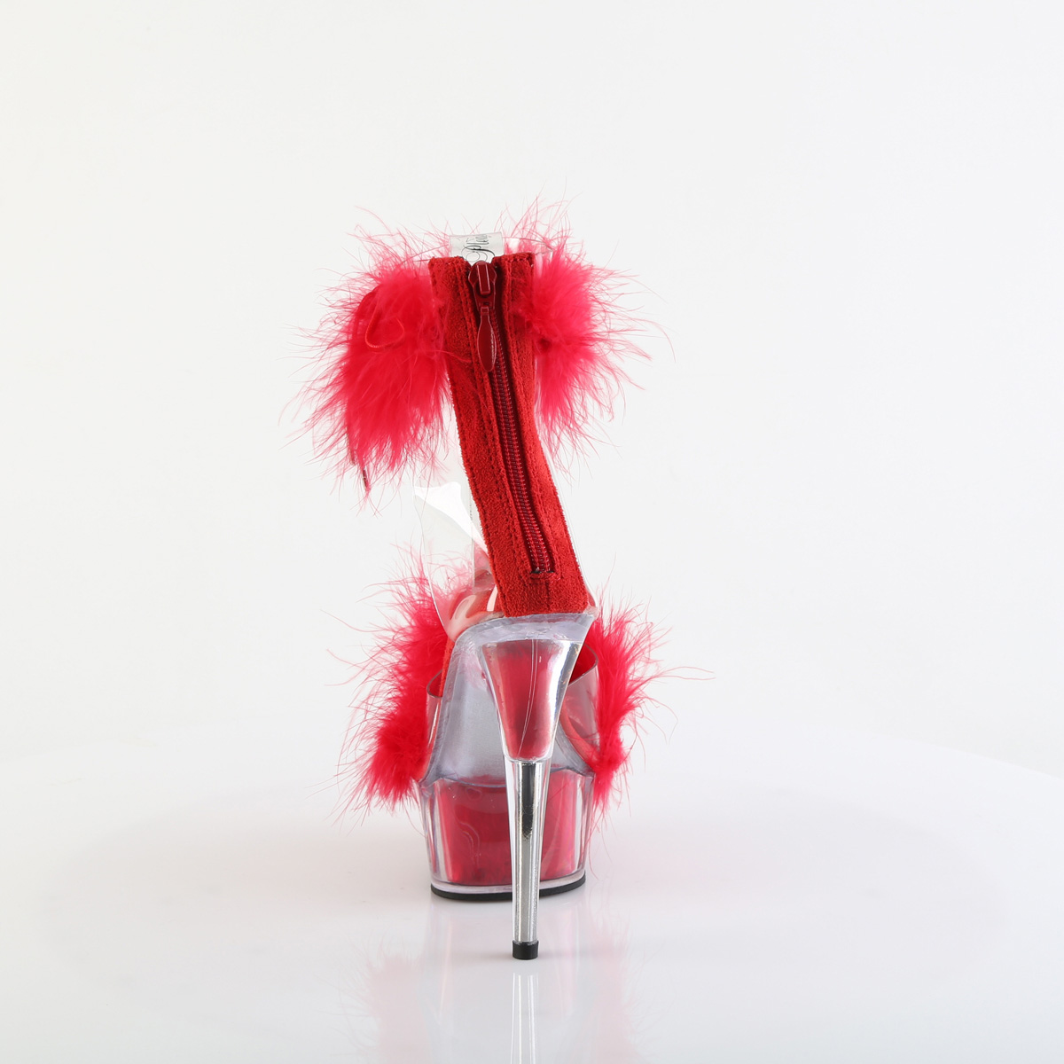 Pleaser Delight-624F C-RFUR/M - Priehľadné topánky s remienkom cez kotník na platforme s vysokými podpätkami