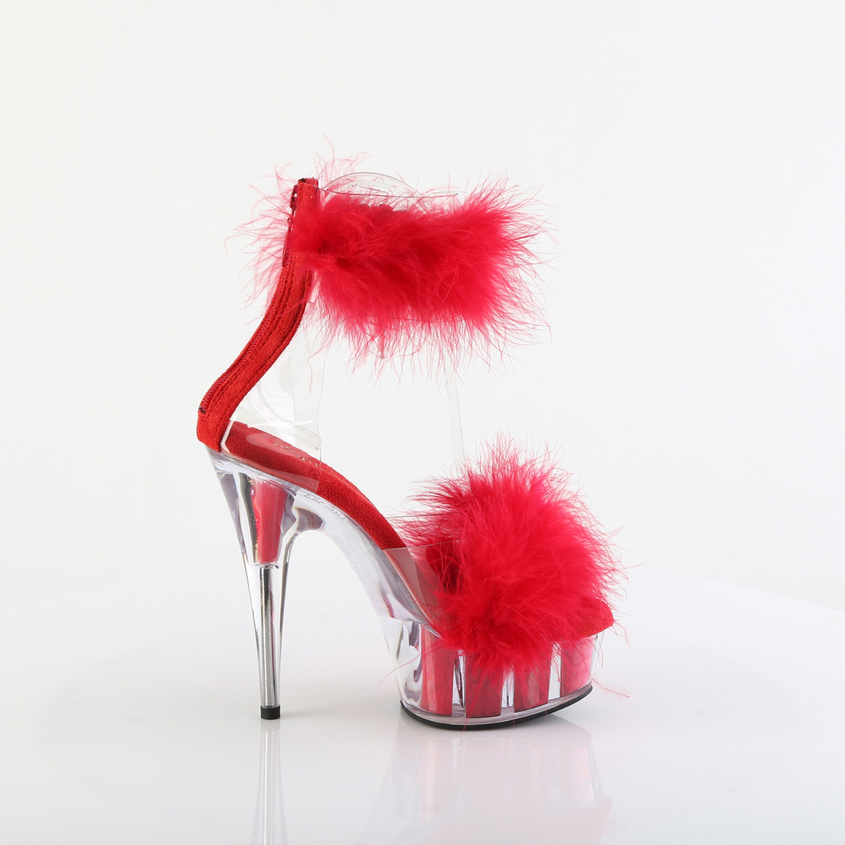 Pleaser Delight-624F C-RFUR/M - Priehľadné topánky s remienkom cez kotník na platforme s vysokými podpätkami