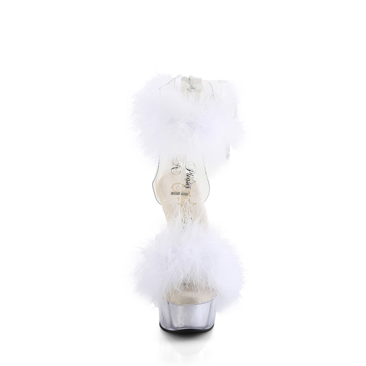 Pleaser Delight-624F C-WFUR/M - Priehľadné topánky s remienkom cez kotník na platforme s vysokými podpätkami