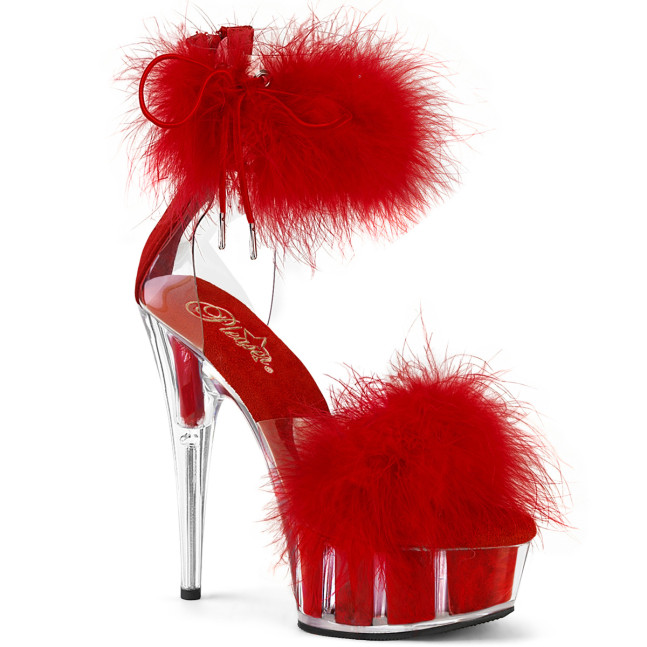 Pleaser Delight-624F C-RFUR/M - Priehľadné topánky s remienkom cez kotník na platforme s vysokými podpätkami