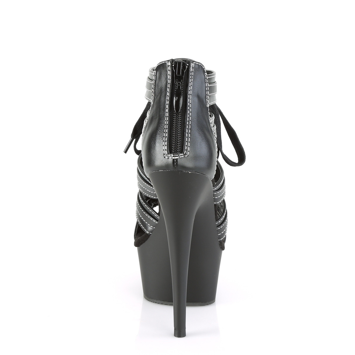 Pleaser Delight-693 BPU/M - Čierne remienkové sandále na platforme s vysokými podpätkami