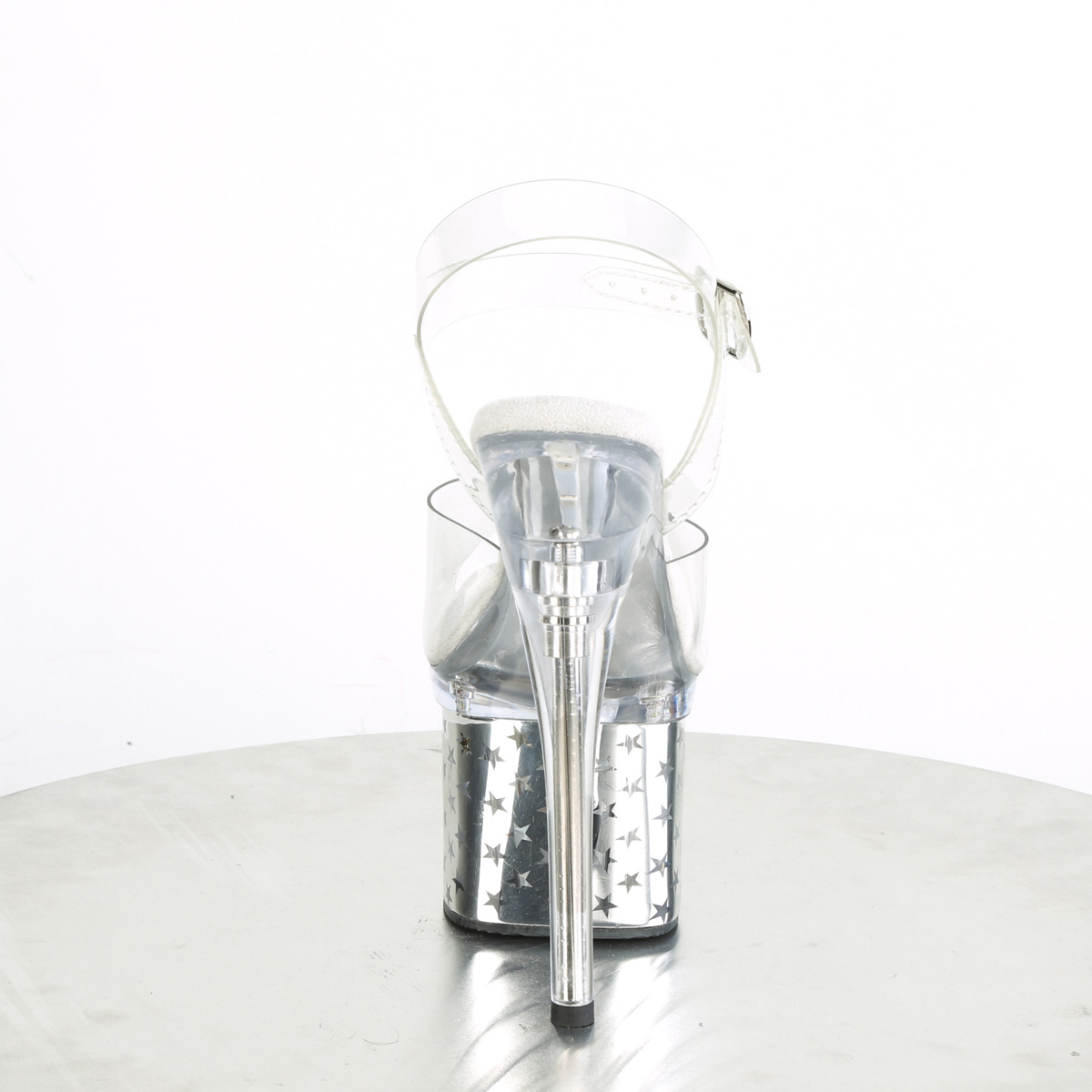 Pleaser Discolite-708STAR C/SCH - Priehľadné svietiace sandále na vysokej platforme