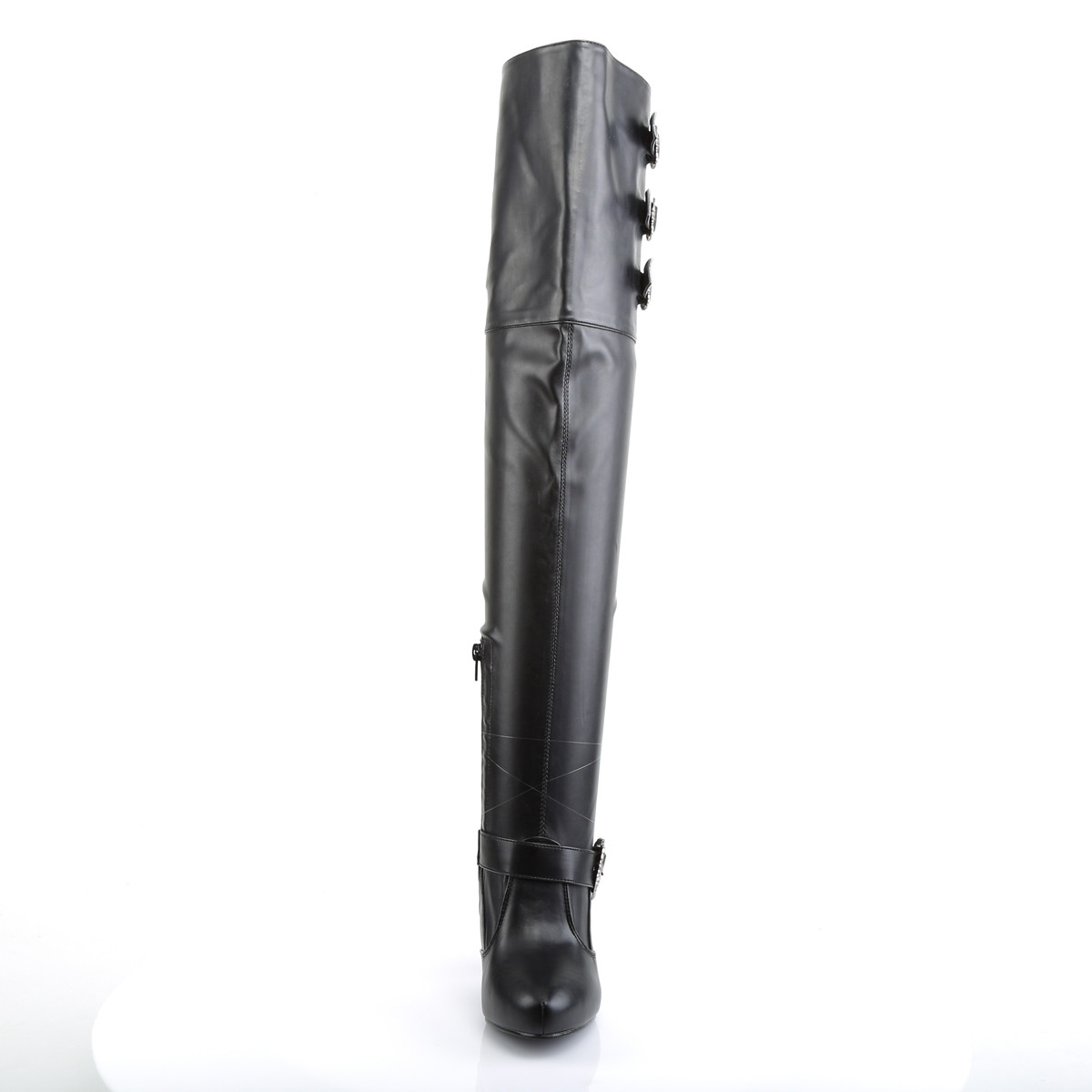 Funtasma Diva-3006X BPU - Čierne čižmy nad kolená na  opätku na podpätku pre širšie chodidlo