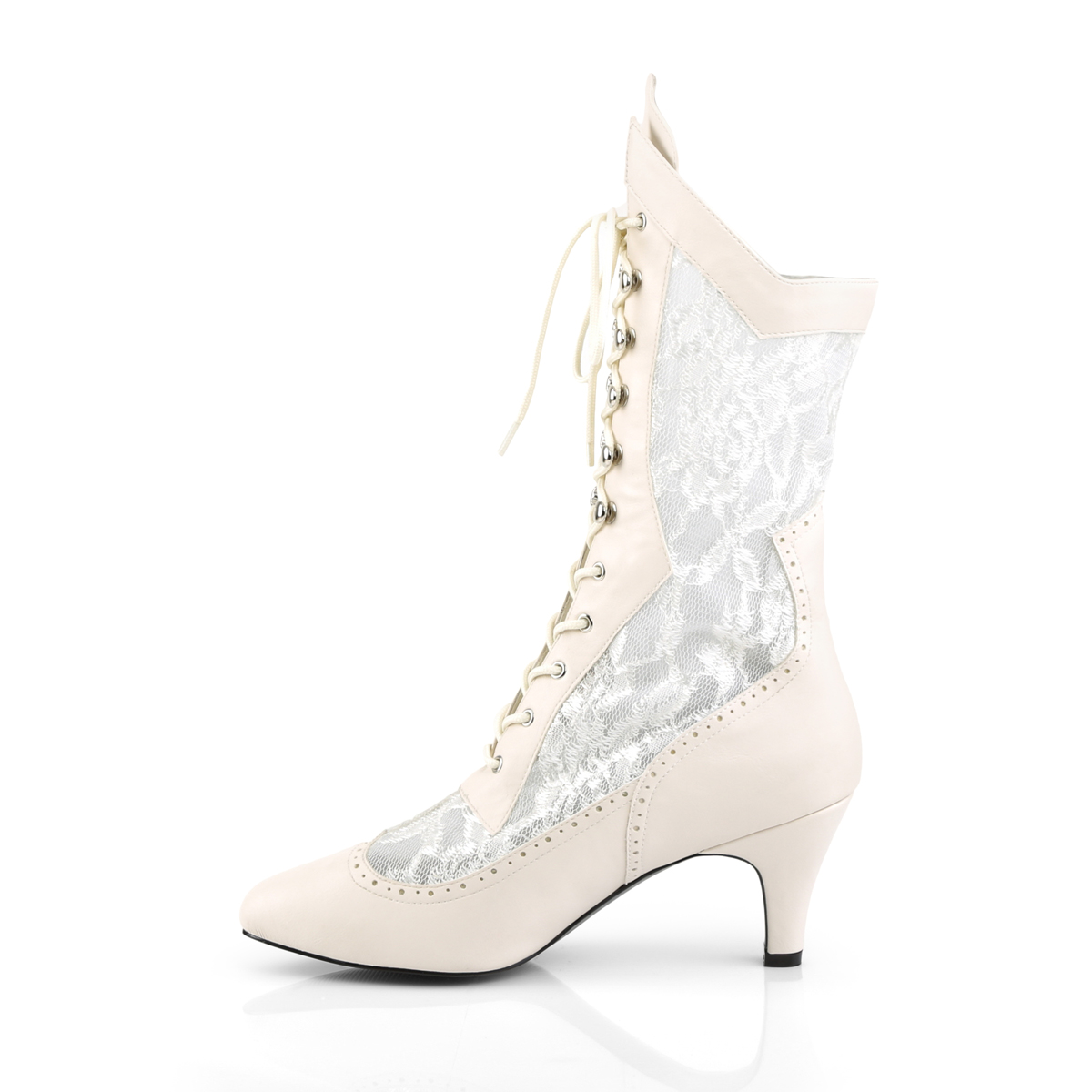 Pleaser Pink Label Divine-1050 IVPU-SALC - Biele kotníkové čižmy na podpätku