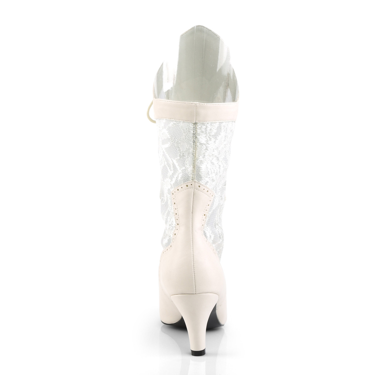 Pleaser Pink Label Divine-1050 IVPU-SALC - Biele kotníkové čižmy na podpätku