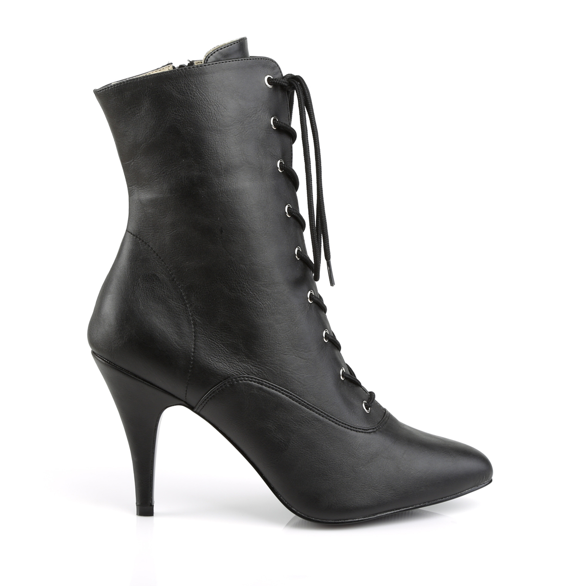Pleaser Pink Label Dream-1020 BPU - Čierne kotníkové čižmy na vysokom podpätku