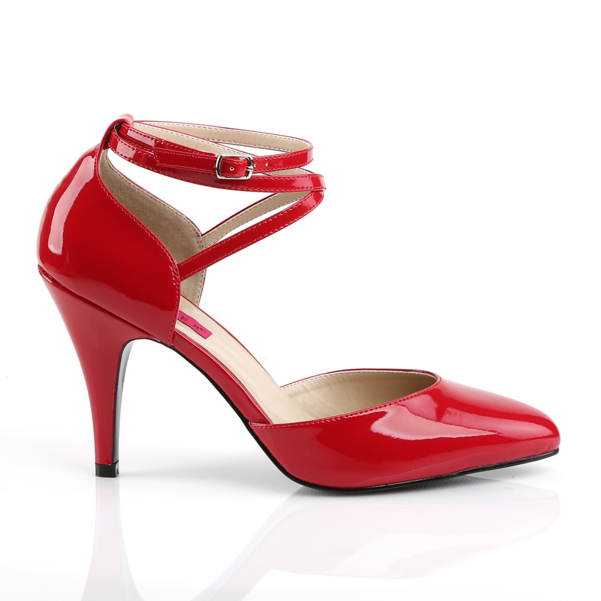 Pleaser Pink Label Dream-408 R - Lesklé červené sandále na vysokom podpätku