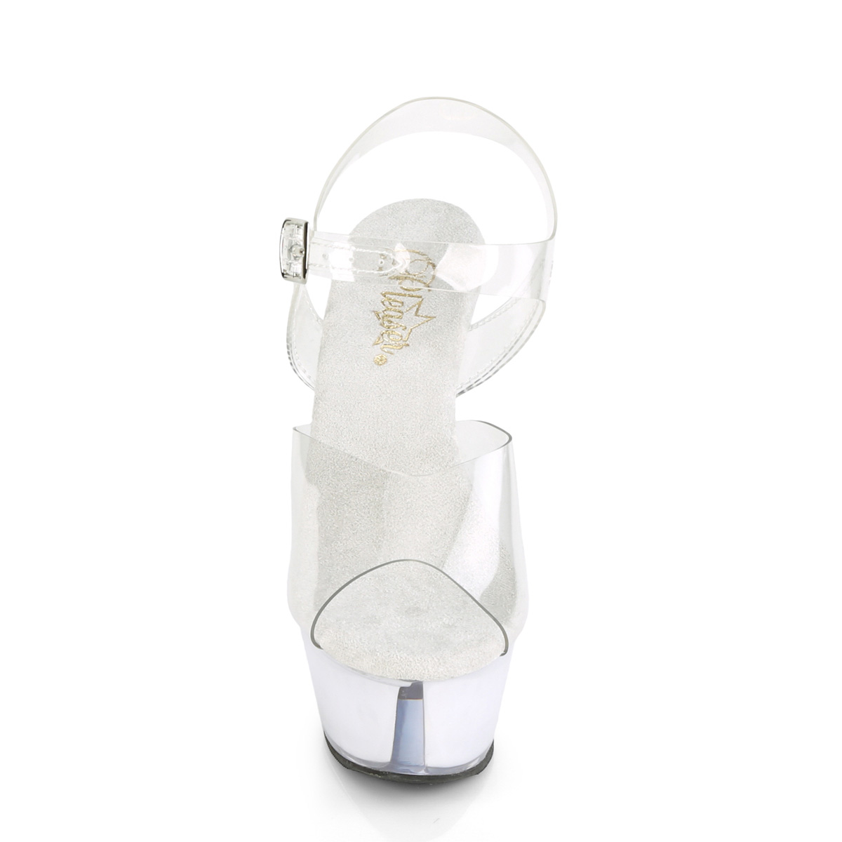 Pleaser Echolite-208 C/WGLOW - Priehľadné sandále na platforme s vysokými podpätkami