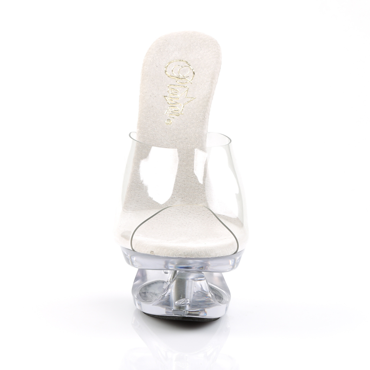 Pleaser Eclipse-601 C/M - Priehľadné šľapky na platforme s vysokými podpätkami