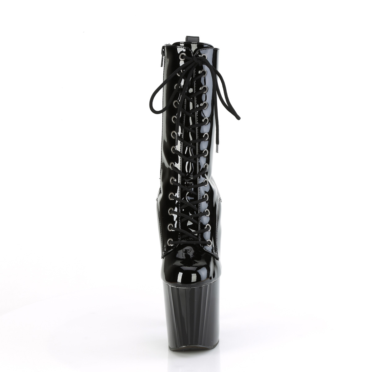 Pleaser Enchant-1040 B/M - Lesklé čierne kotníkové čižmy na vysokej platforme
