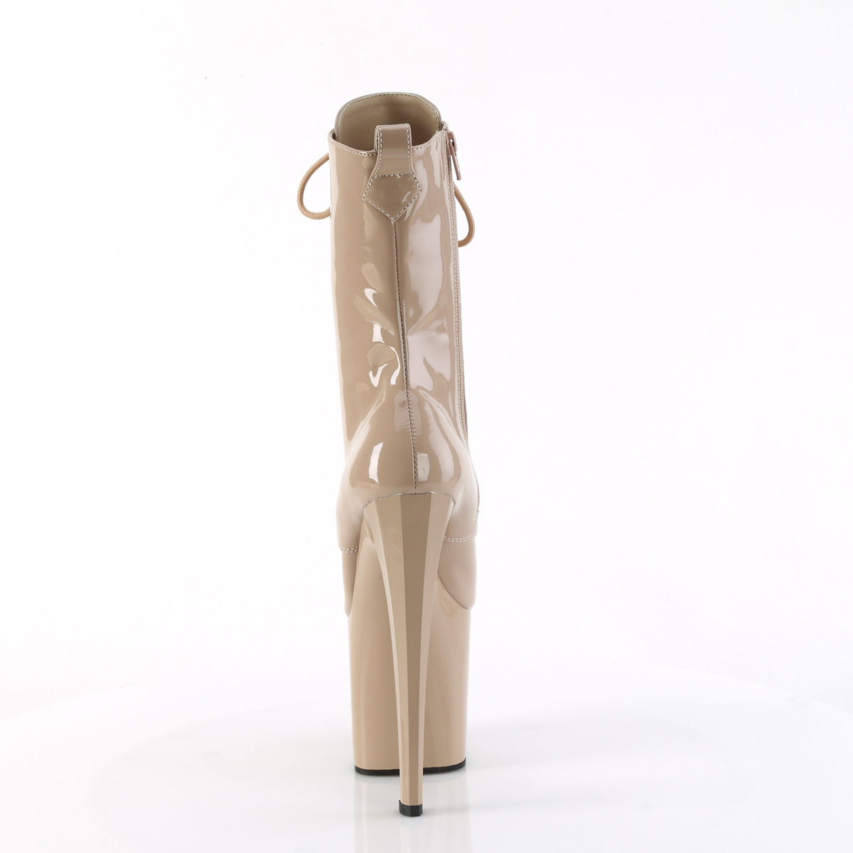 Pleaser Enchant-1040 ND/M - Lesklé béžové kotníkové čižmy na vysokej platforme
