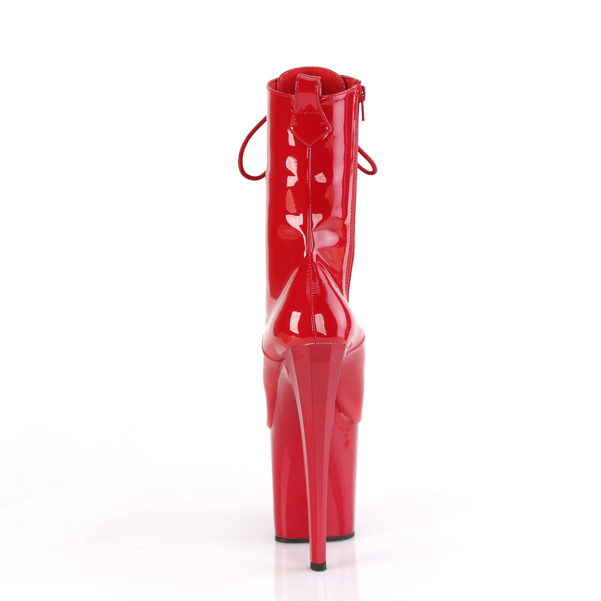 Pleaser Enchant-1040 R/M - Lesklé červené kotníkové čižmy na vysokej platforme