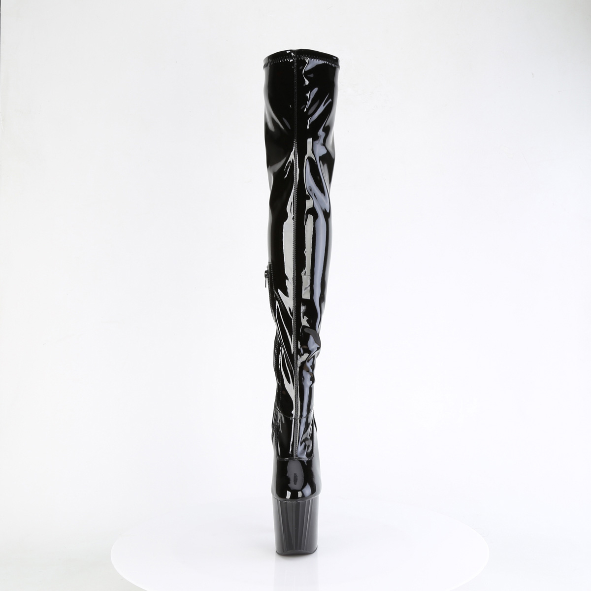Pleaser Enchant-3000 B/M - Lesklé čierne čižmy nad kolená na vysokej platforme