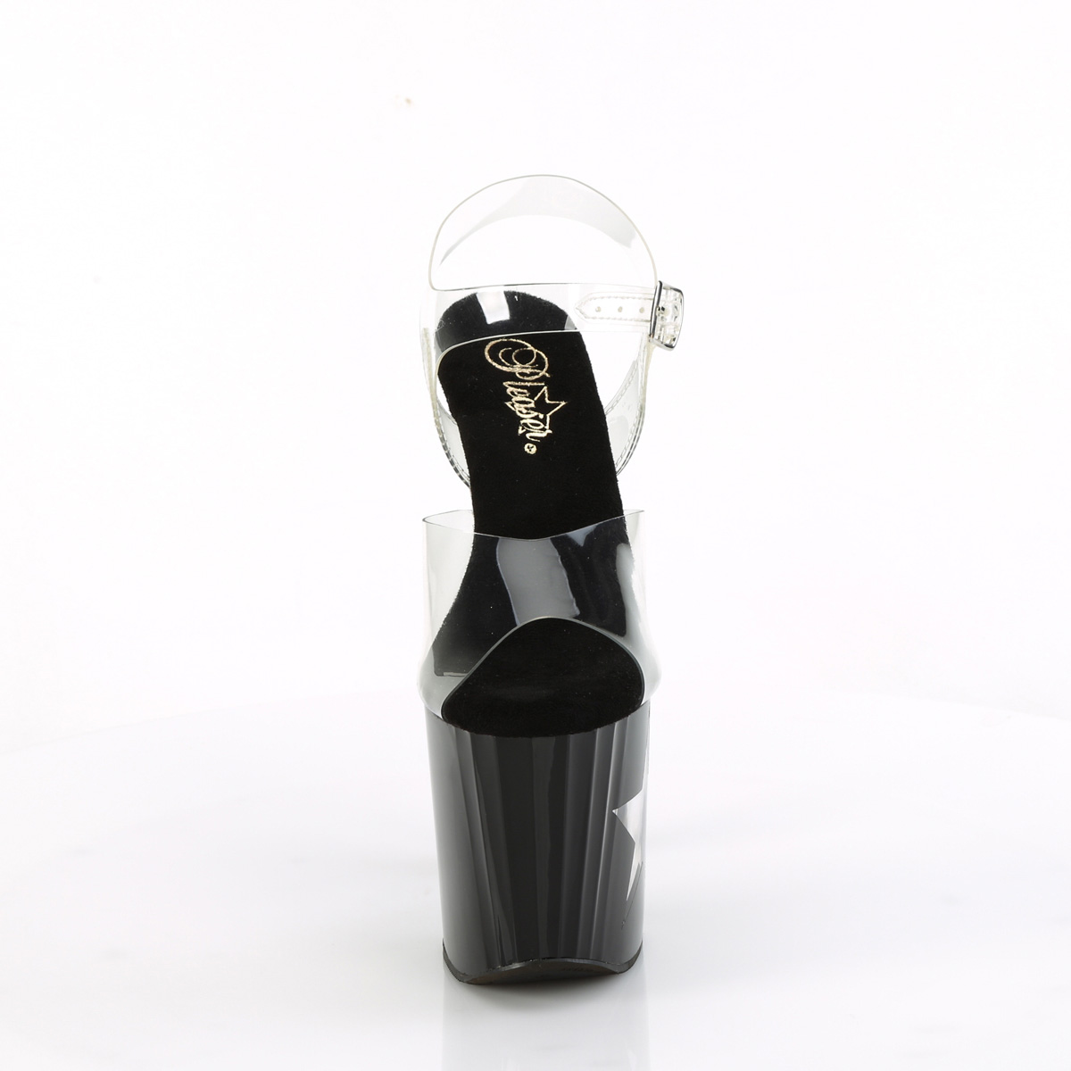 Pleaser Enchant-708LT-STAR C/B-SG - Priehľadné svietiace sandále na vysokej platforme
