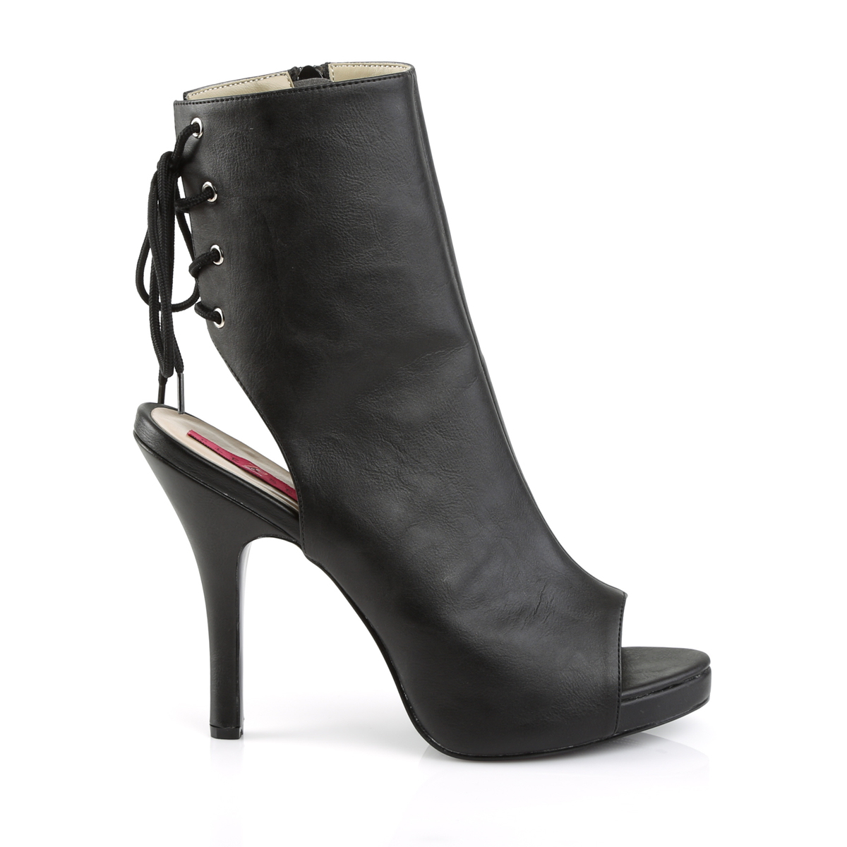 Pleaser Pink Label Eve-102 BPU - Čierne kotníkové čižmy na vysokom podpätku