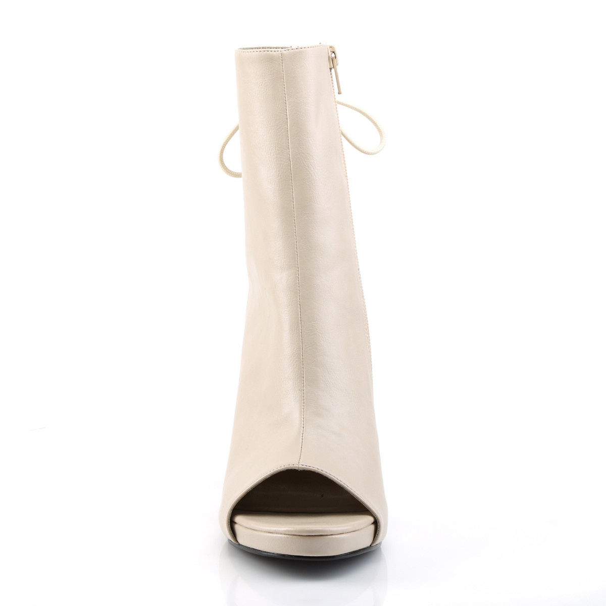 Pleaser Pink Label Eve-102 CRPU - Béžové kotníkové čižmy na vysokom podpätku