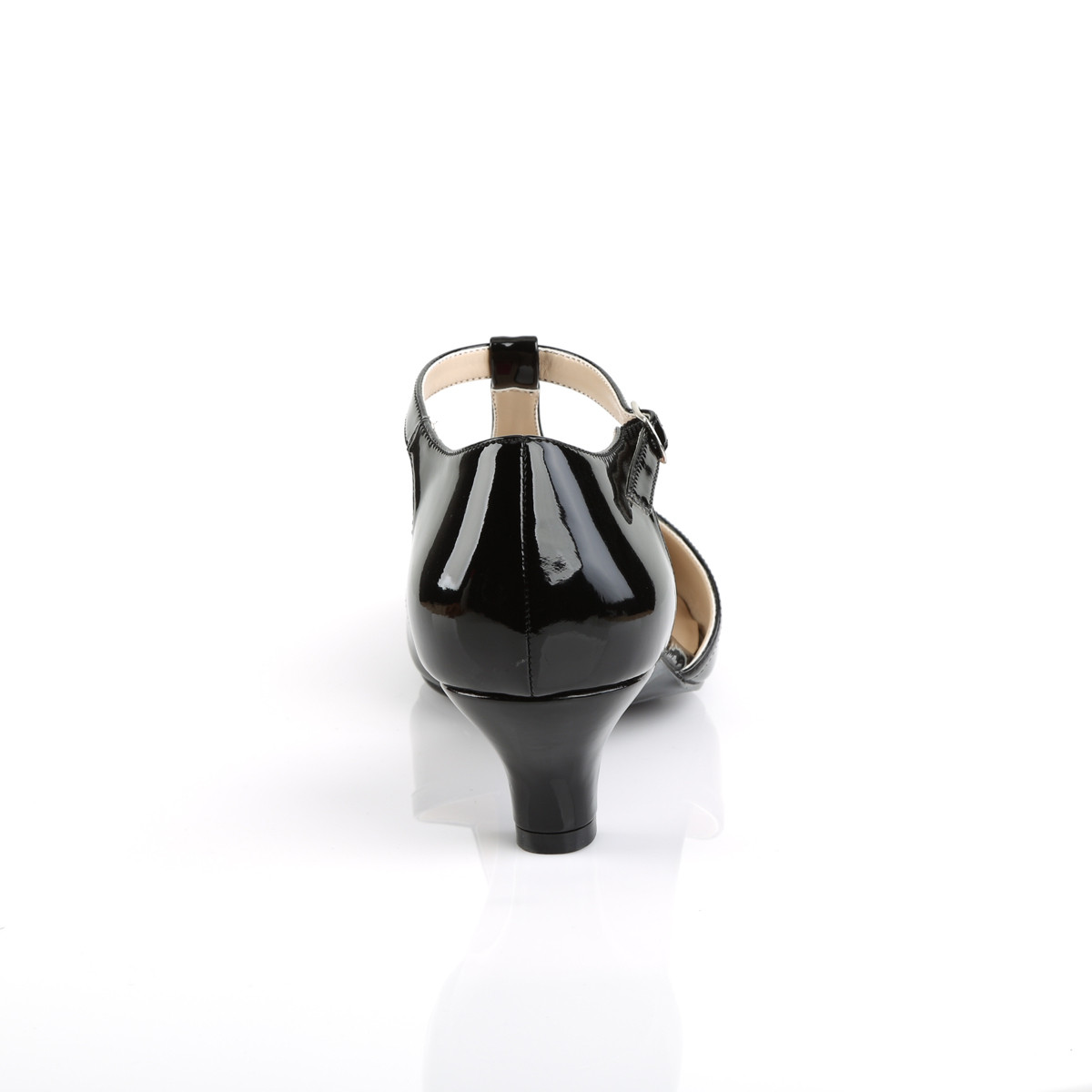 Pleaser Pink Label Fab-428 B - Lesklé čierne lodičky s remienkami