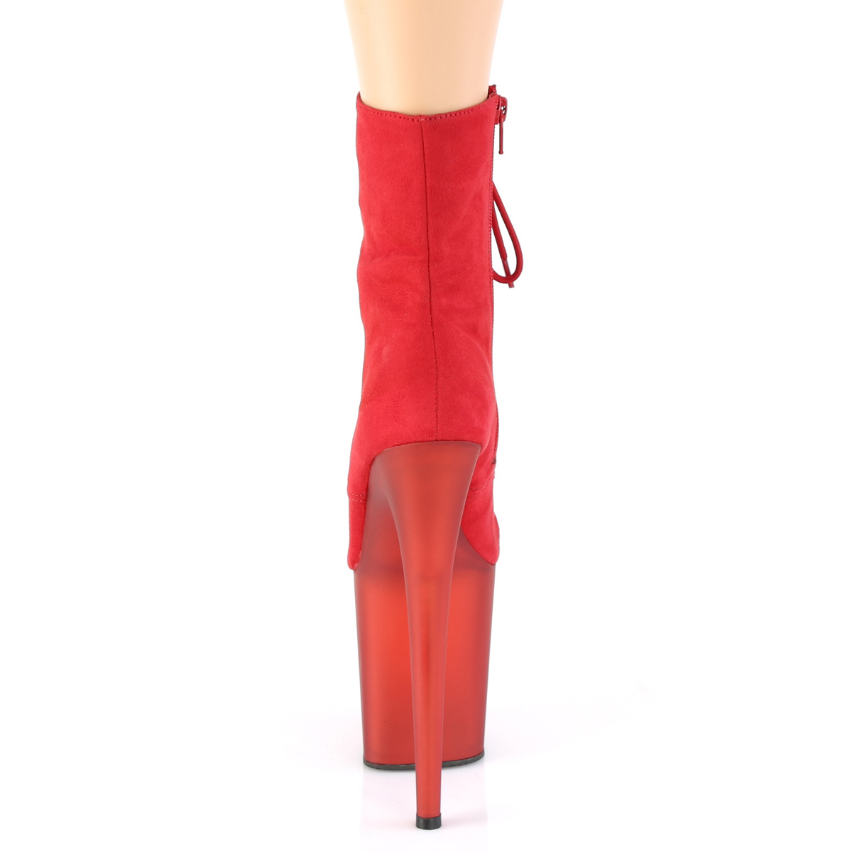 Pleaser Flamingo-1020FST RFS/R - Červené kotníkové čižmy na vysokej platforme