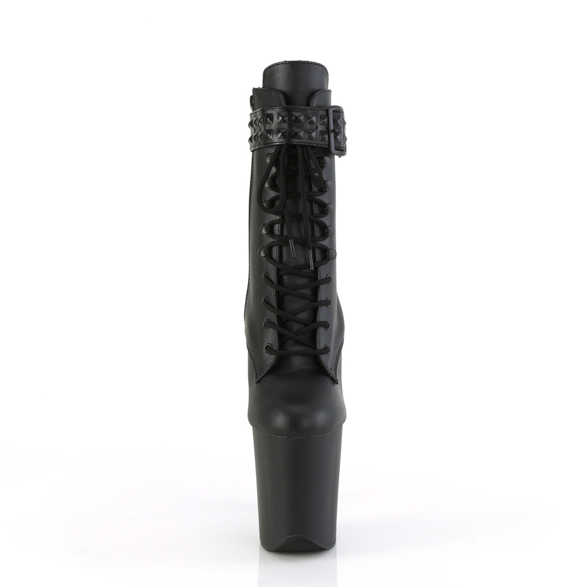 Pleaser Flamingo-1020STR BPU/M - Čierne kotníkové čižmy na vysokej platforme