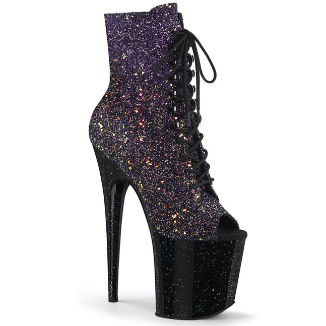 Pleaser Flamingo-1021OMBG PPG/B - Fialové kotníkové čižmy na vysokej platforme