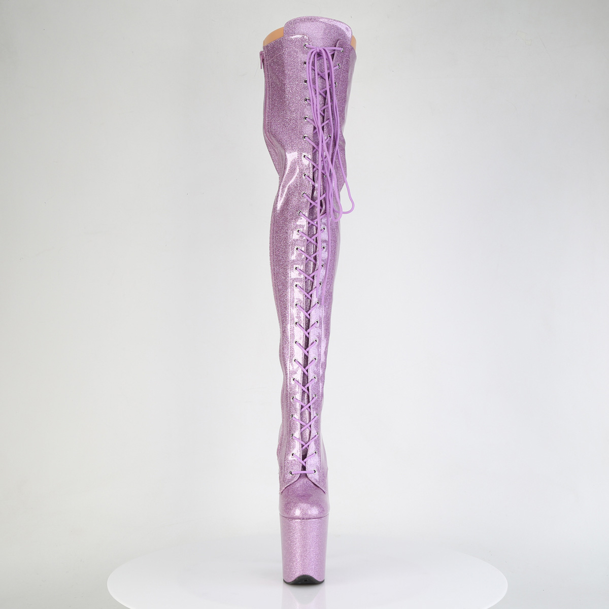Pleaser Flamingo-3020GP LLG/M - Lesklé ružové čižmy nad kolená na vysokej platforme