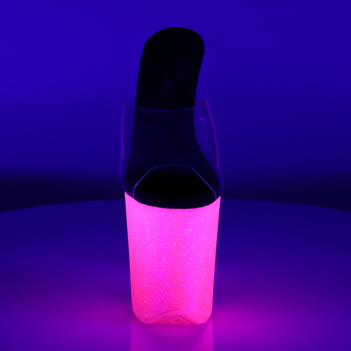 Pleaser Flamingo-801UVG C/NHP - Priehľadné uv reaktívne sandále na vysokej platforme