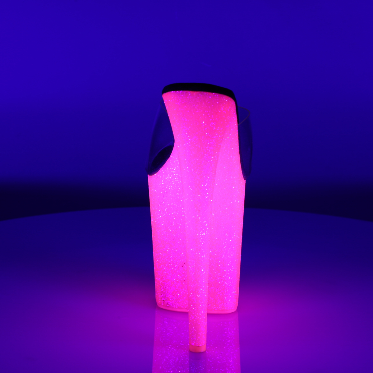 Pleaser Flamingo-801UVG C/NHP - Priehľadné uv reaktívne sandále na vysokej platforme