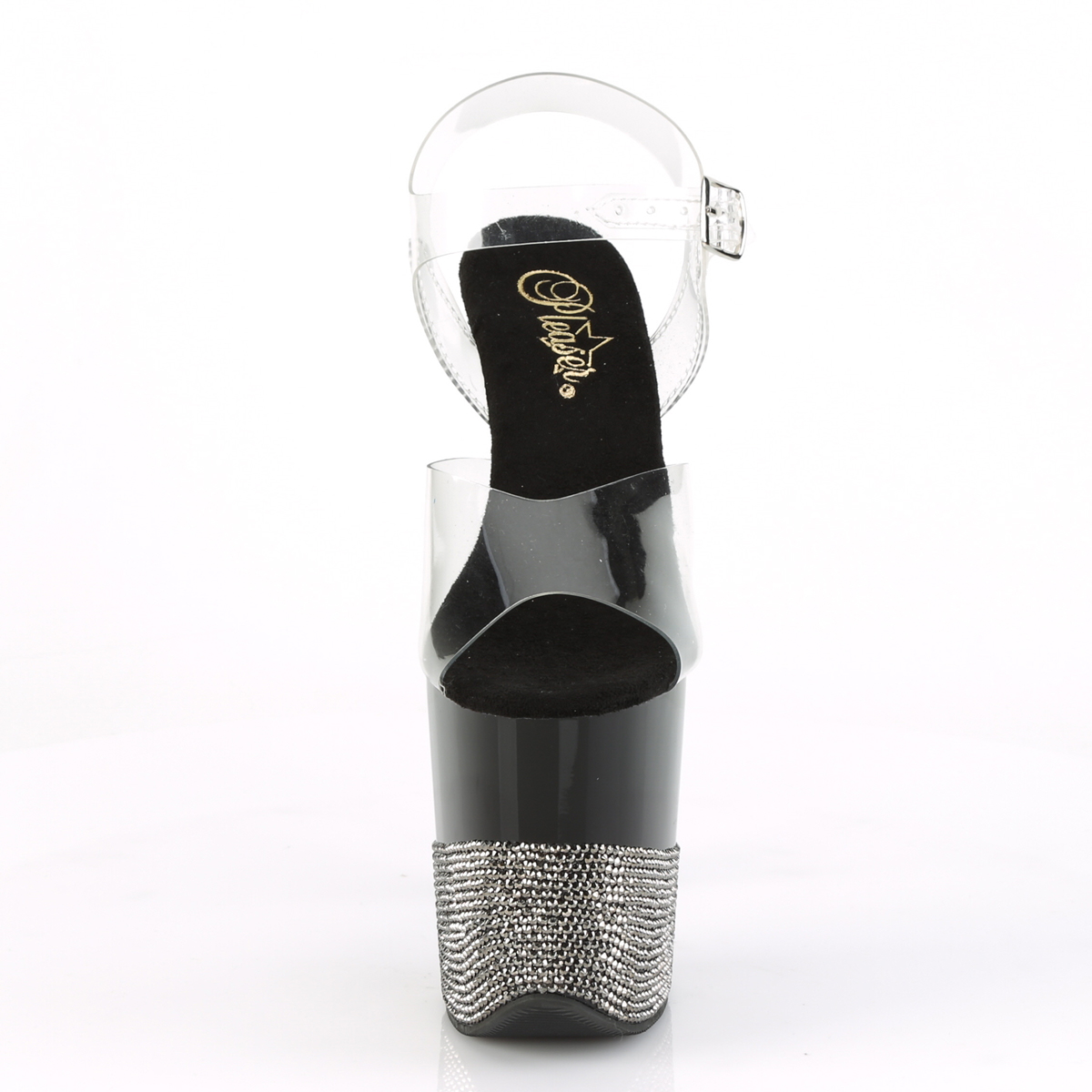 Pleaser Flamingo-808-3 C/B-PW - Priehľadné sandále na vysokej platforme