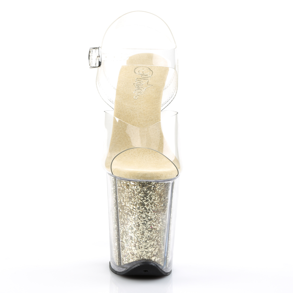 Pleaser Flamingo-808G C/G - Priehľadné sandále na vysokej platforme