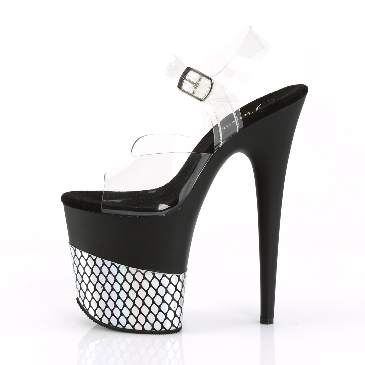 Pleaser Flamingo-808HFN C/B-SHG - Priehľadné sandále na vysokej platforme