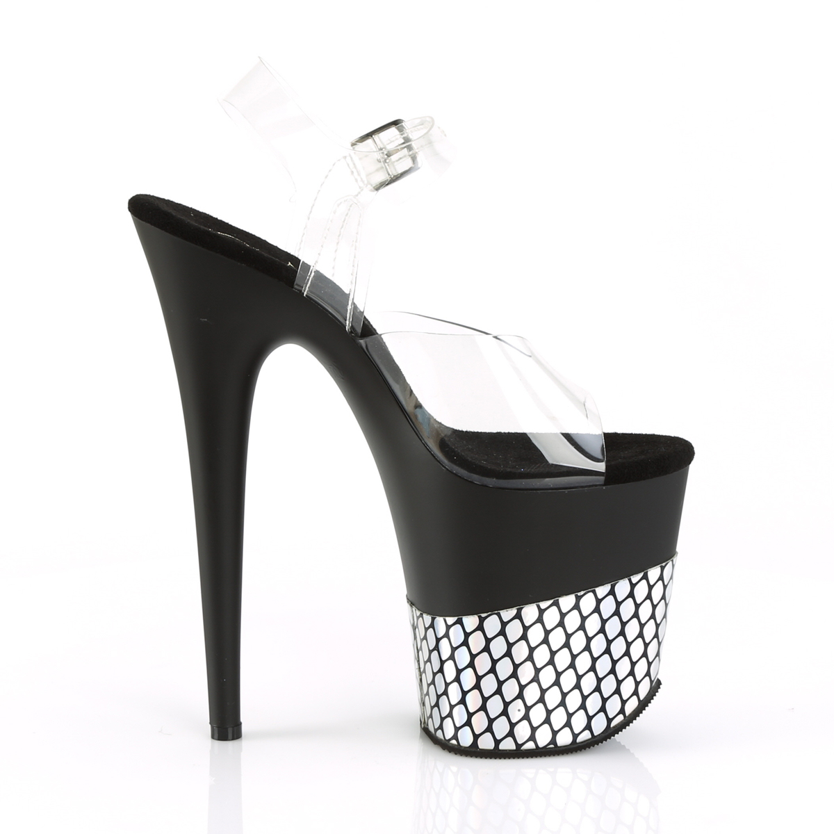 Pleaser Flamingo-808HFN C/B-SHG - Priehľadné sandále na vysokej platforme