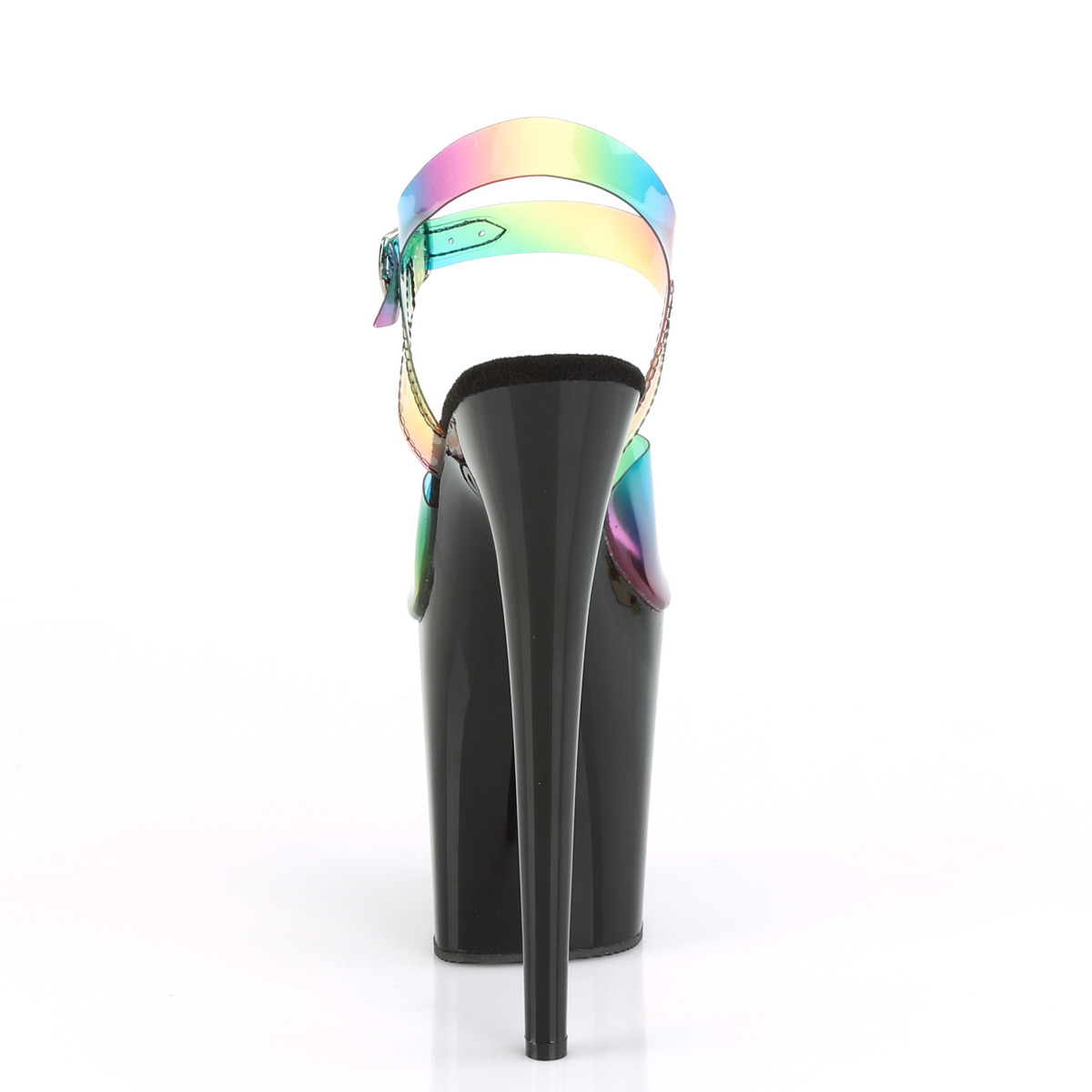 Pleaser Flamingo-808RB RBOWPVC/B - Viacfarebné sandále na vysokej platforme