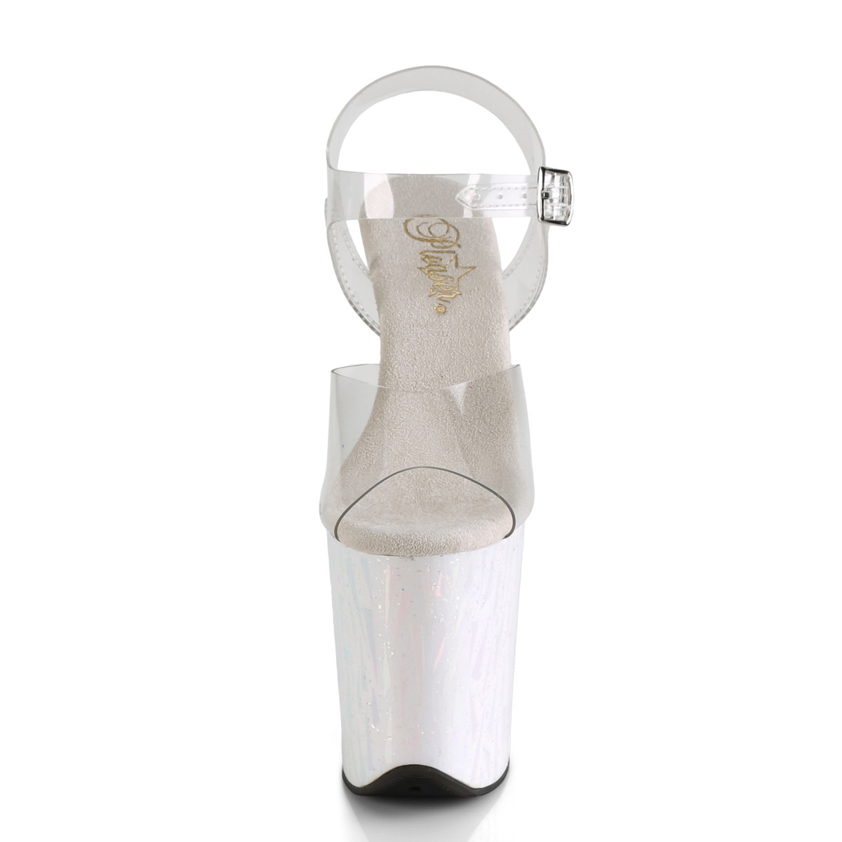 Pleaser Flamingo-808SPLA-2 C/WHG - Priehľadné sandále na vysokej platforme