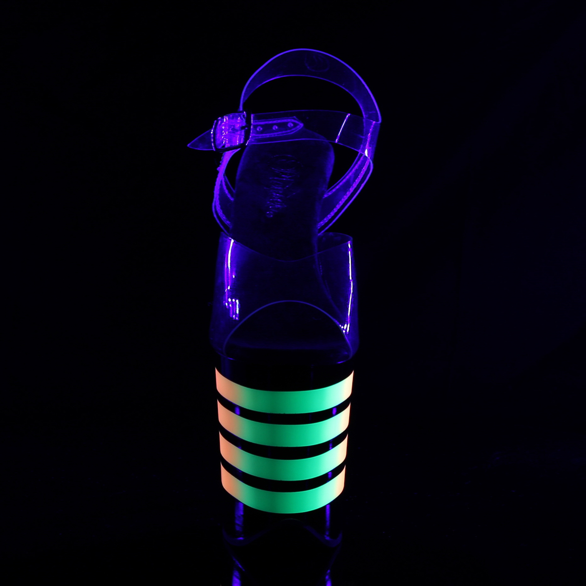 Pleaser Flamingo-808UVLN C/B-UVLN - Priehľadné uv reaktívne sandále na vysokej platforme