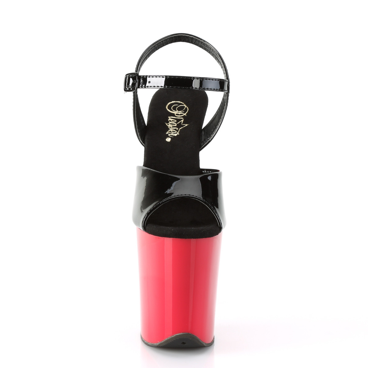 Pleaser Flamingo-809 B/R - Lesklé čierne sandále na vysokej platforme