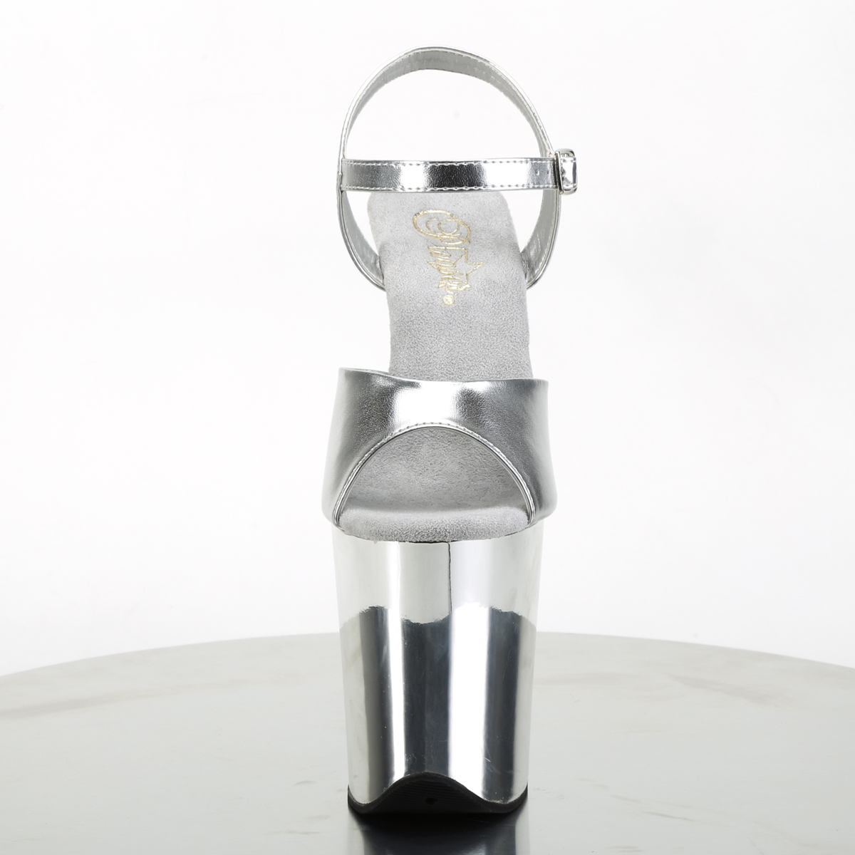 Pleaser Flamingo-809 SPU/SCH - Strieborné sandále na vysokej platforme